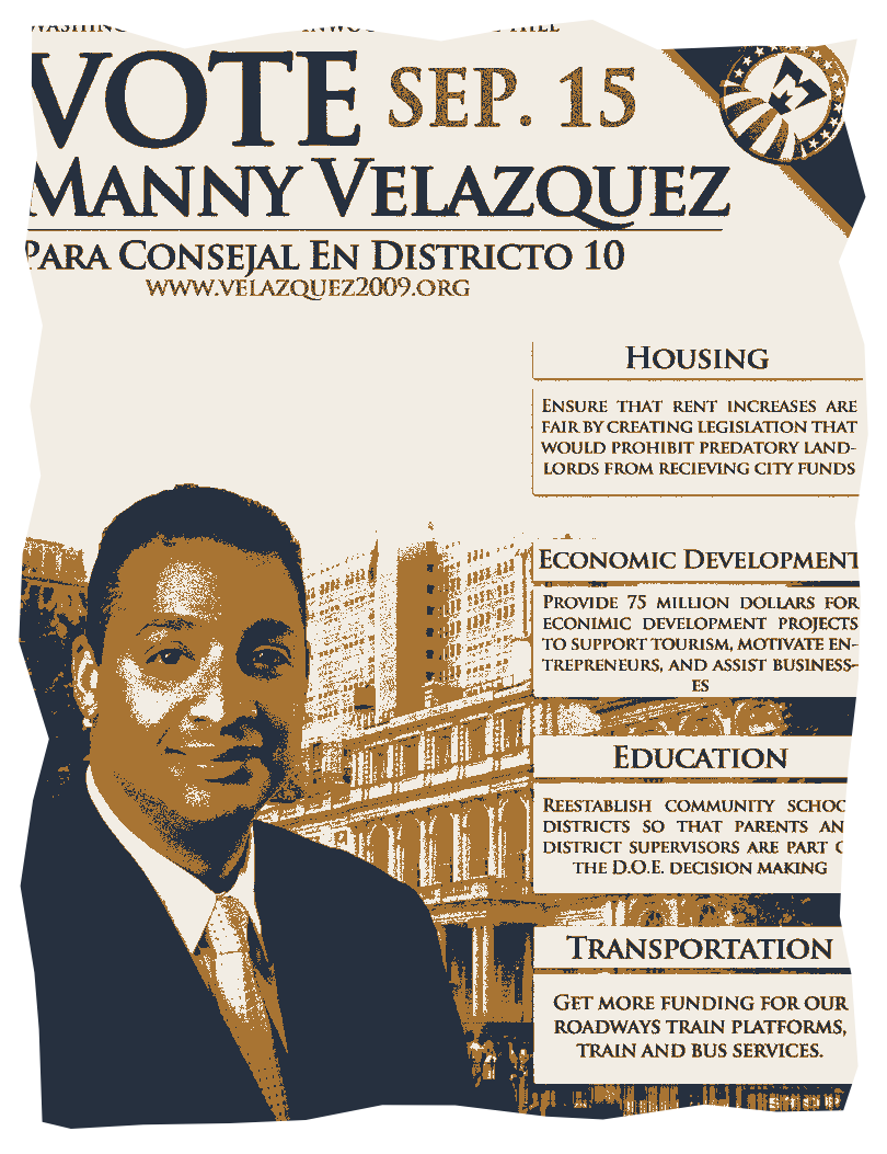 City council campaign poster, screenprint treatment